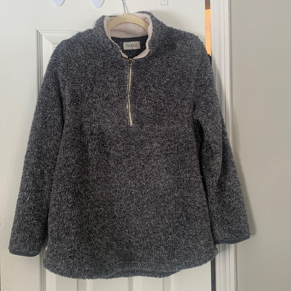 Red dress boutique- fable brand Sherpa pullover